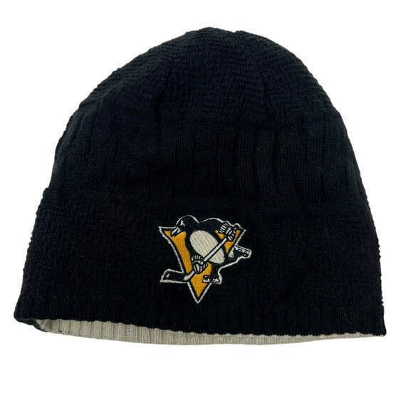 Pittsburgh Penguins CCM Knit Beanie Hat Cap Reversible Hockey NHL Logo Lemieux - Picture 3 of 4